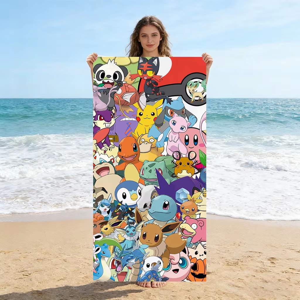 Beach Towel Large - 1pc Extra Large Pokemon Microfiber Beach