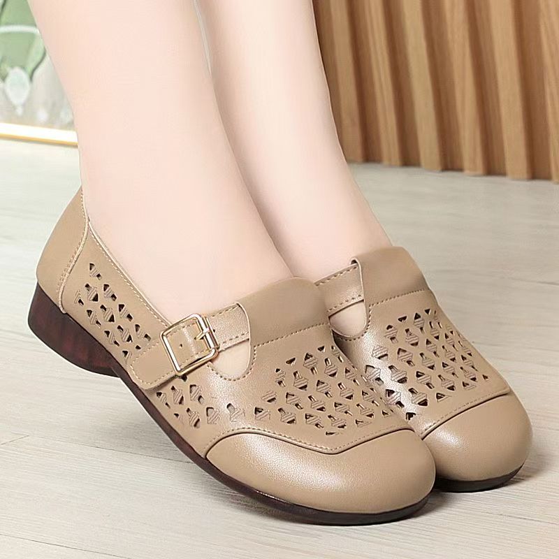 Casual Sandal Leather - Women's Leather Hollow Out Low Heel