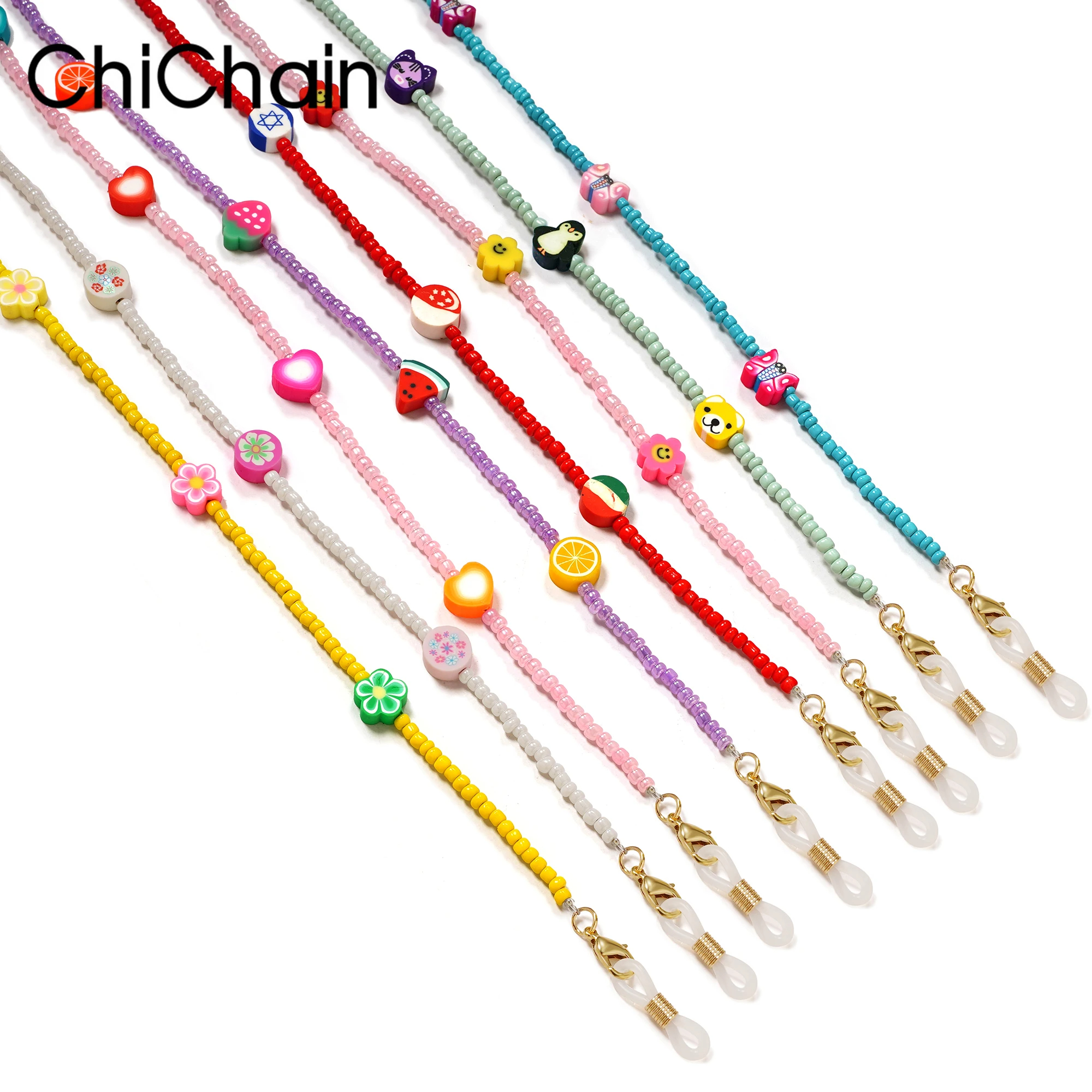 Sunglass Retainer Cord - Cartoon cute Mask Strap Beaded Glasses