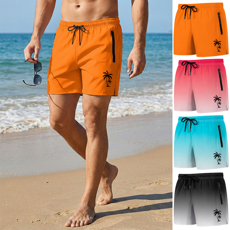Swim Trunk Quick Dry - Palm Tree Print Board Shorts for