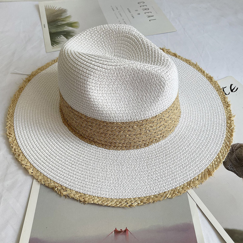 Fringed Brim Panama Hat Wide B - Bucket Hat Straw avaliação e preço