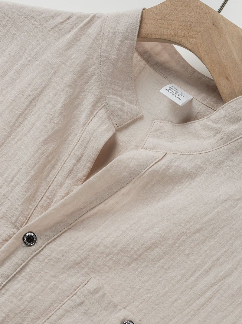 Men's Cotton Linen Henley Shir - Linen Shirt Breathable avaliação e preço