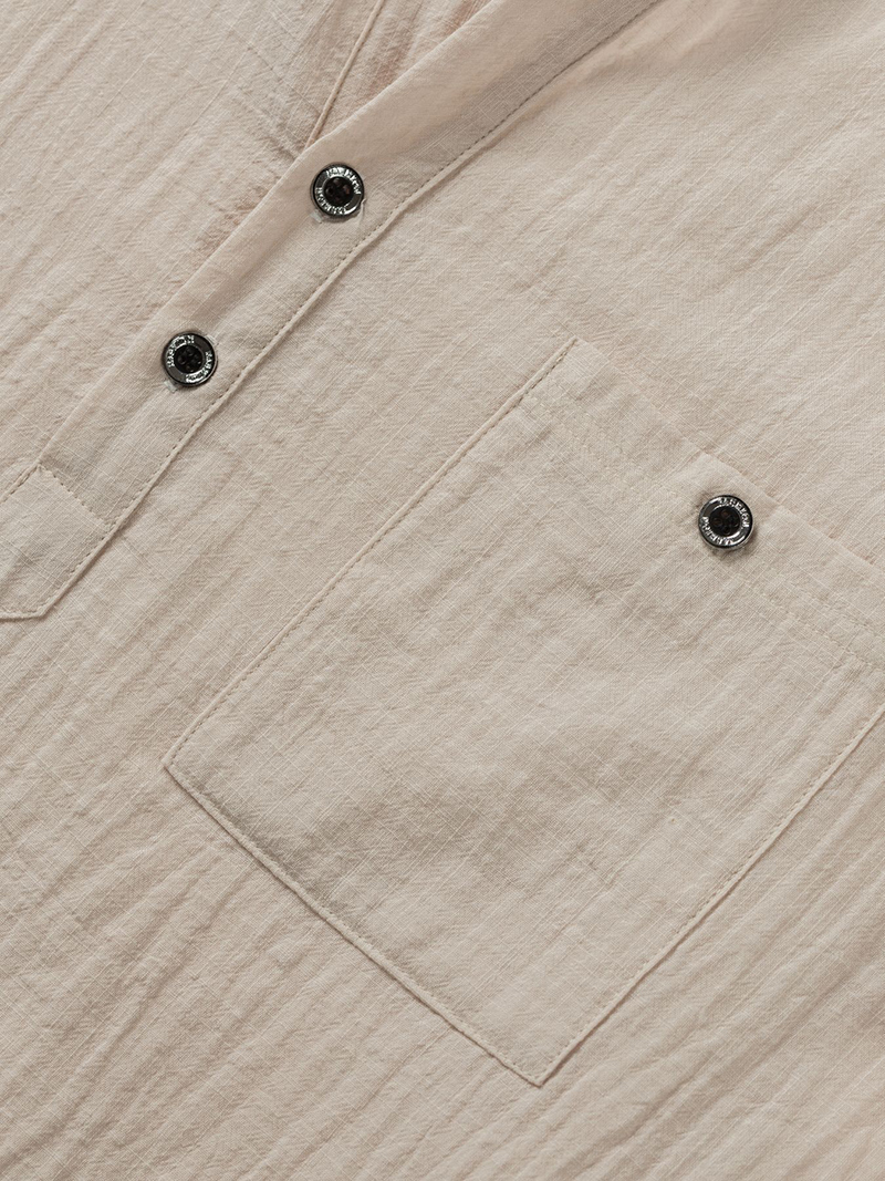 Men's Cotton Linen Henley Shir - Linen Shirt Breathable avaliação e preço