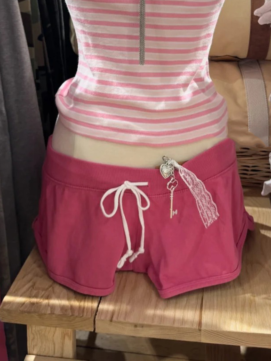 New Rose Pink Cotton Short Pan - Short Linen Drawstring avaliação e preço