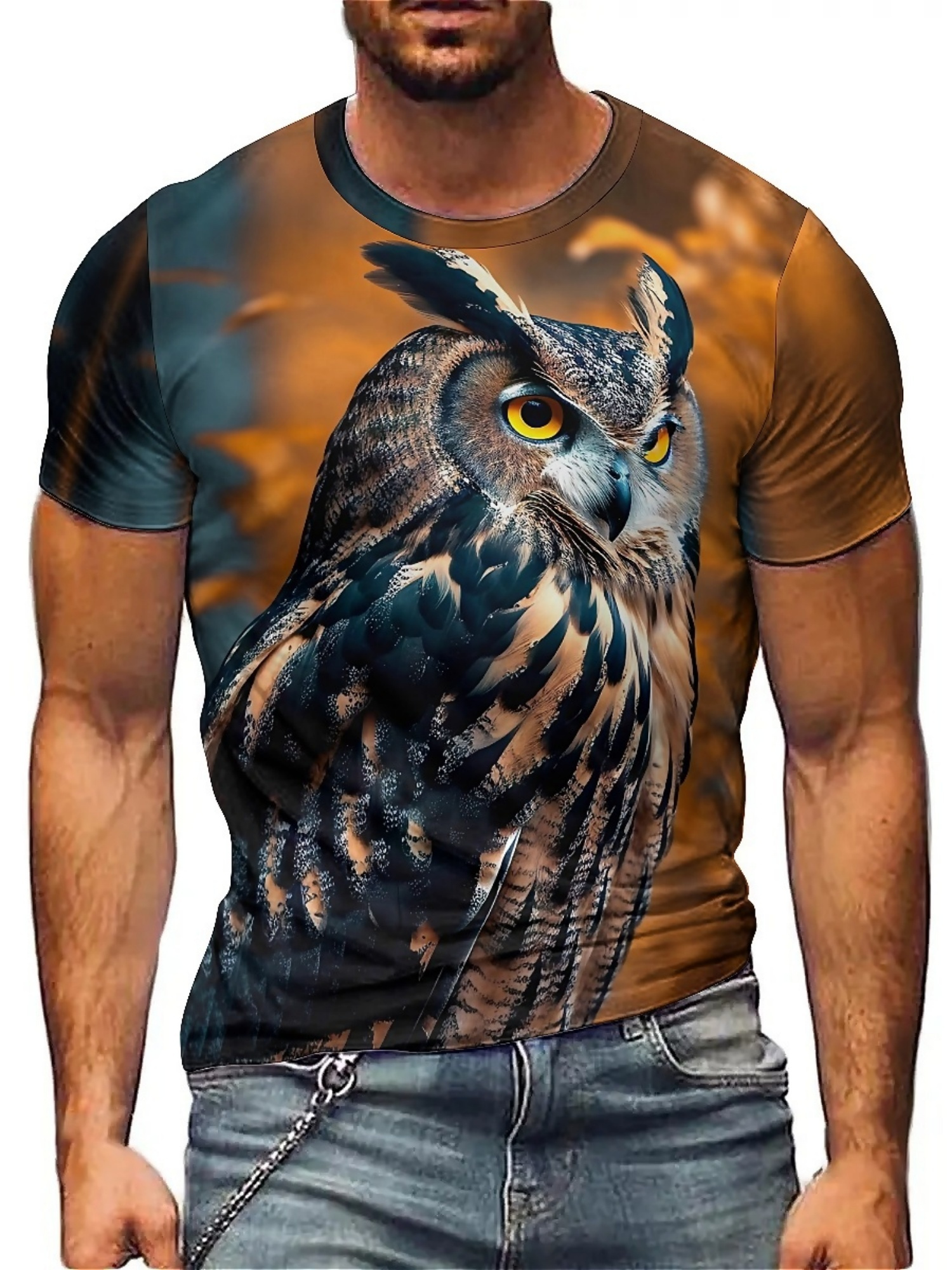 Men's & Women's 3D Print Owl G - Tee Graphic Print avaliação e preço