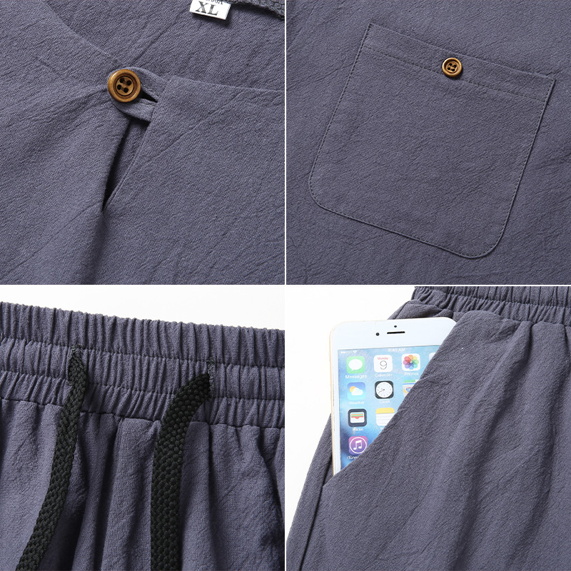 High-quality fashionable men's - Short Linen Drawstring avaliação e preço