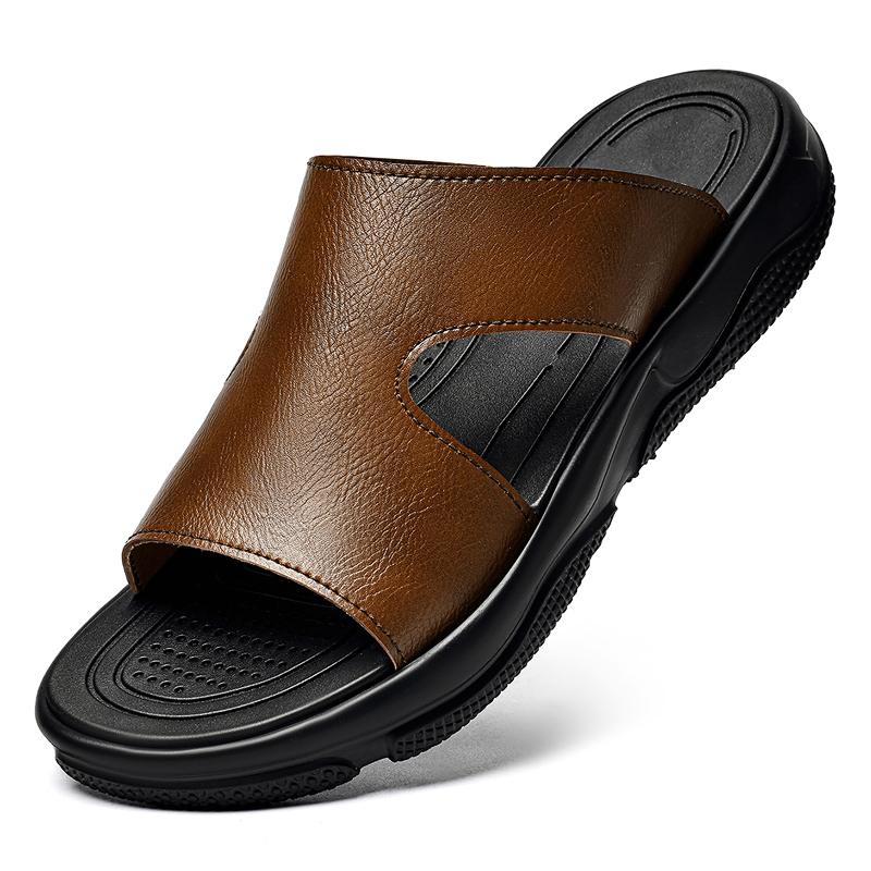 Men's Leather Slide Sandals No - Flip Flop Leather Men avaliação e preço