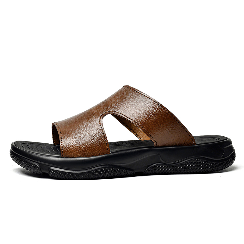 Men's Leather Slide Sandals No - Flip Flop Leather Men avaliação e preço