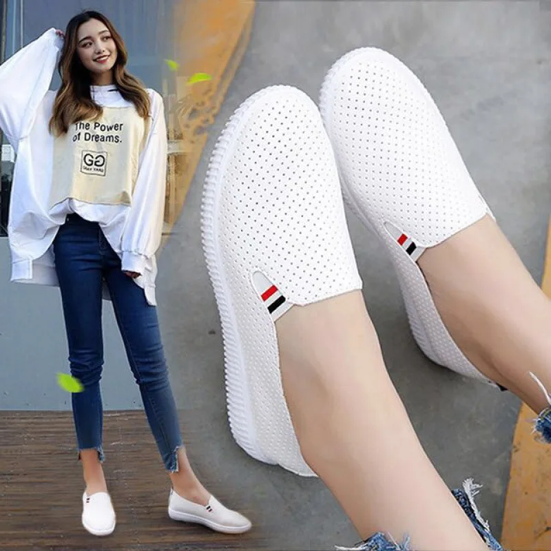 Women Sneakers White Flats Cut - Espadrille Slip On avaliação e preço