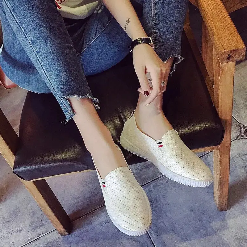 Women Sneakers White Flats Cut - Espadrille Slip On avaliação e preço