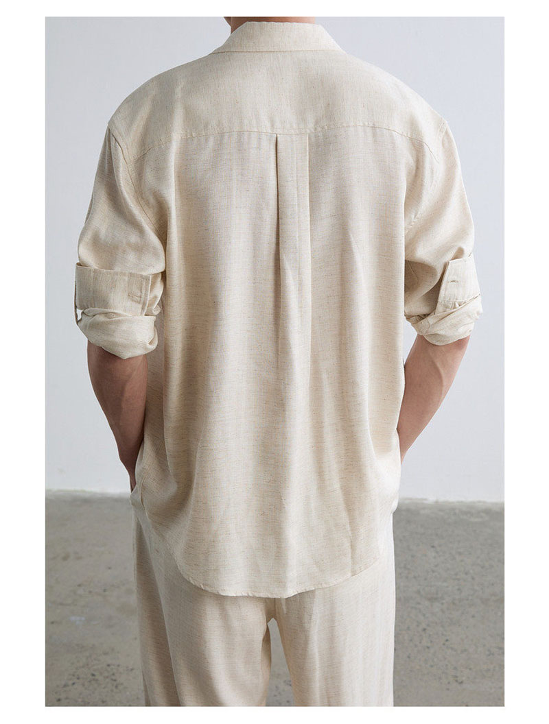 High-end Natural Linen Men's S - Linen Shirt Breathable avaliação e preço