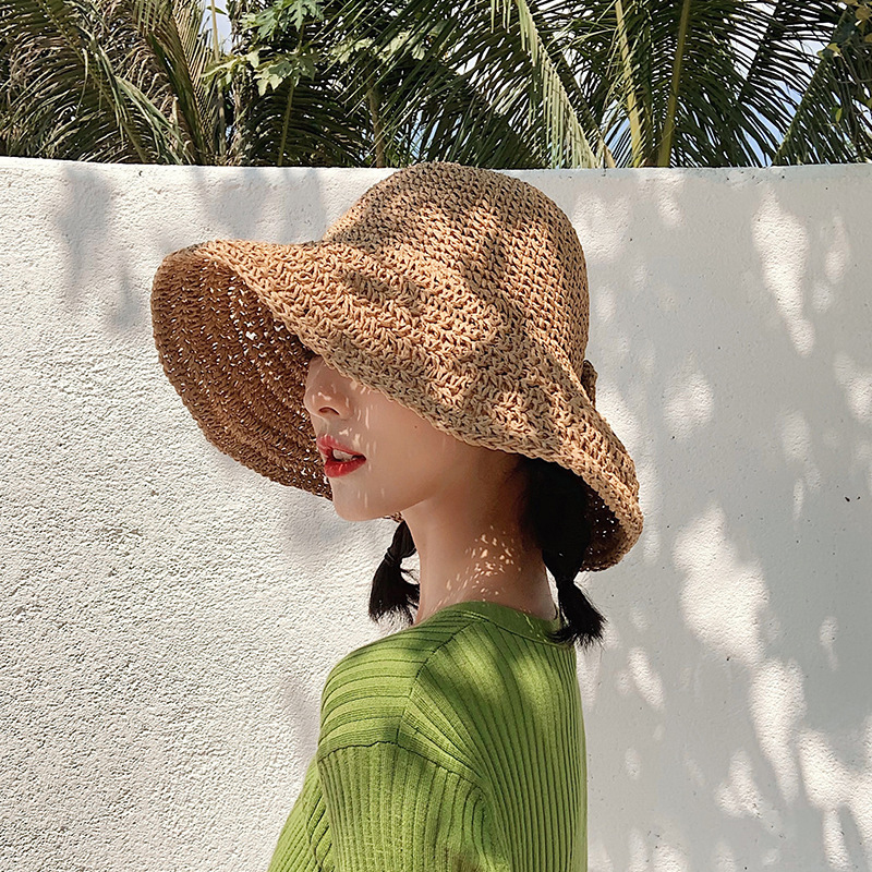 1Pcs Bow Sun Hat Wide Brim Flo - Bucket Hat Straw avaliação e preço