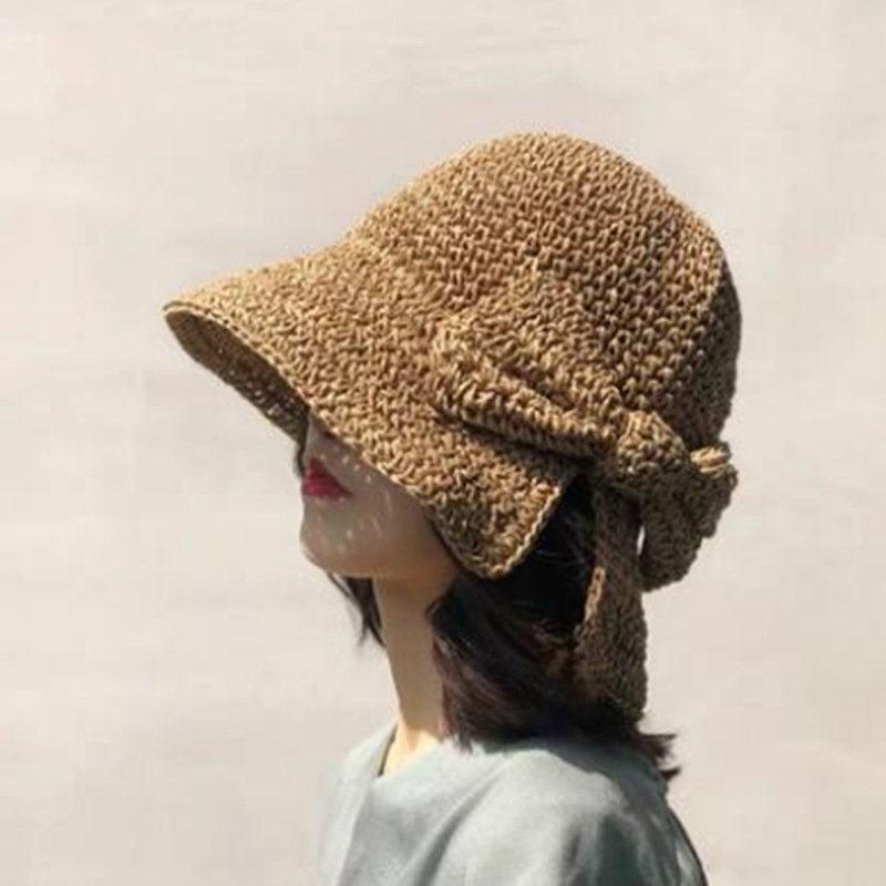 1Pcs Bow Sun Hat Wide Brim Flo - Bucket Hat Straw avaliação e preço