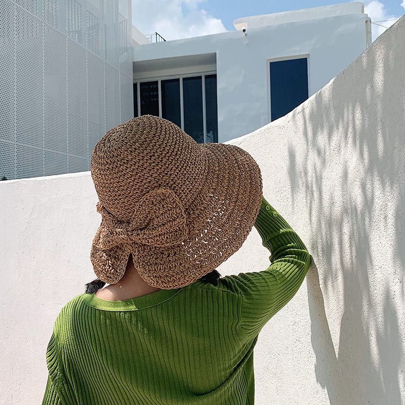 1Pcs Bow Sun Hat Wide Brim Flo - Bucket Hat Straw avaliação e preço