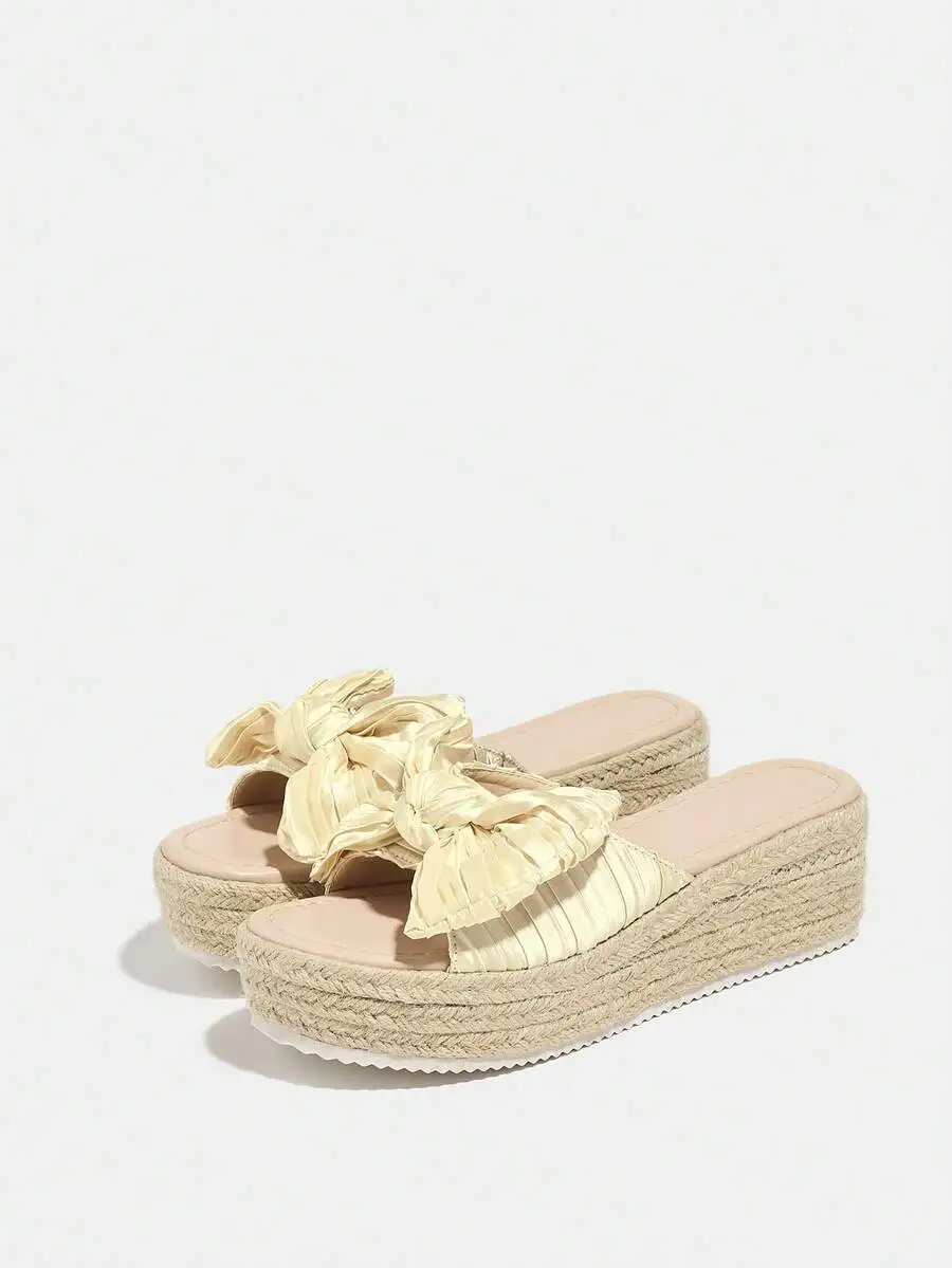 Pleated Satin Bow Espadrille P - Espadrille Slip On avaliação e preço