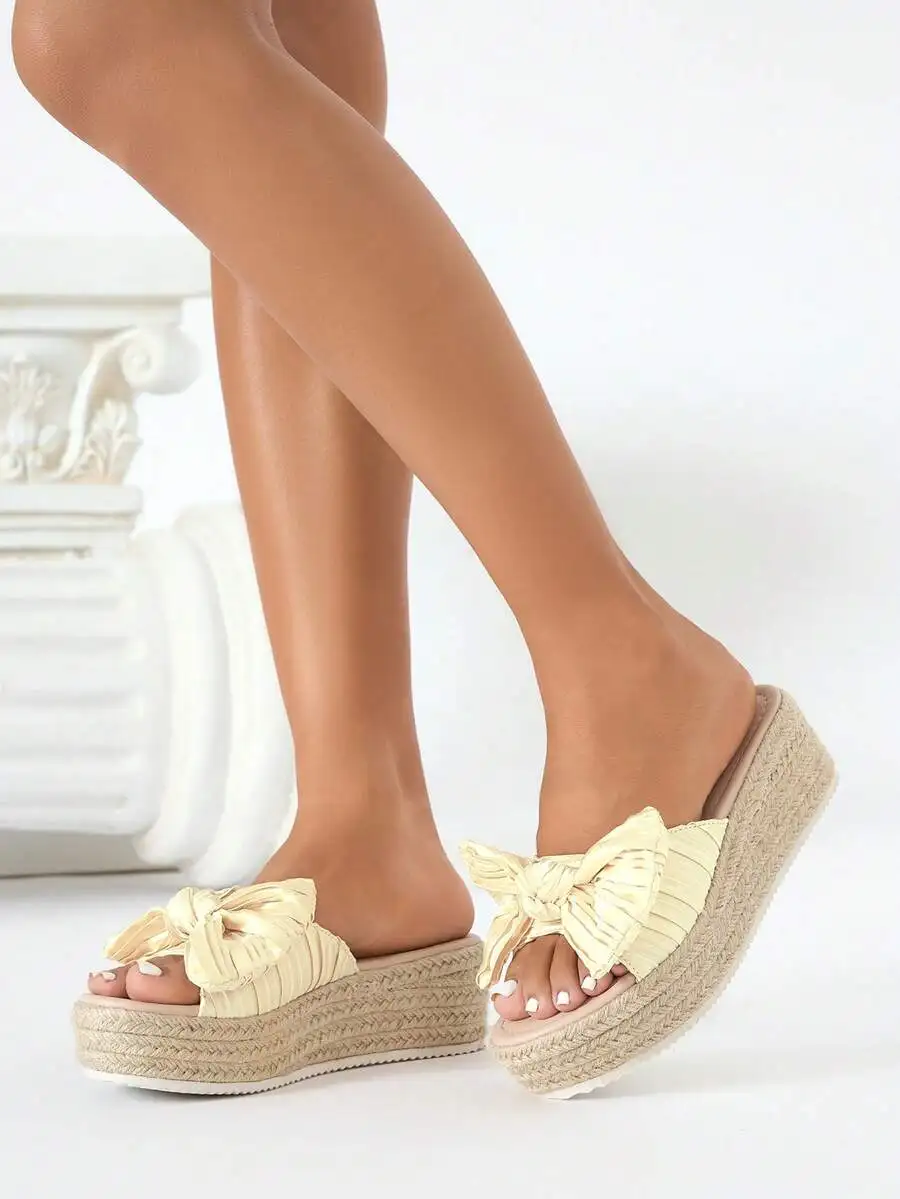 Pleated Satin Bow Espadrille P - Espadrille Slip On avaliação e preço