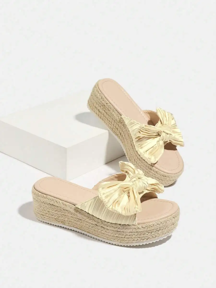 Pleated Satin Bow Espadrille P - Espadrille Slip On avaliação e preço