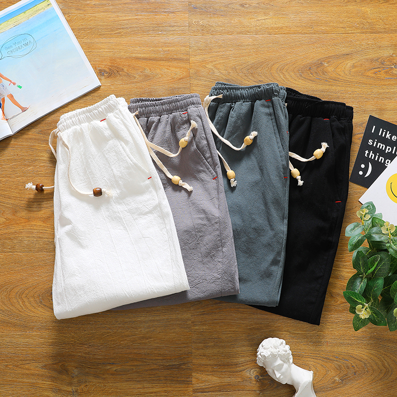 Brand men's summer fashion sol - Short Linen Drawstring avaliação e preço