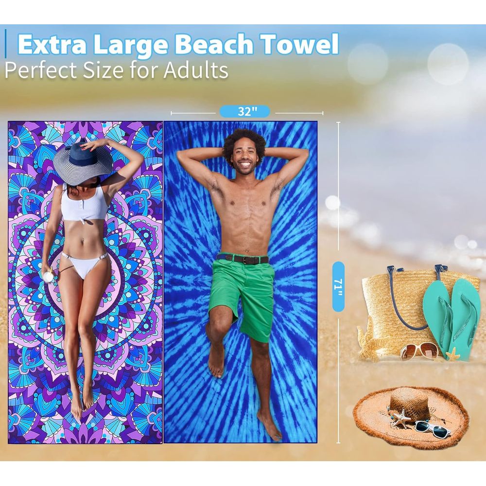 Lightweight Oversized 71x32 Be - Beach Towel Large avaliação e preço