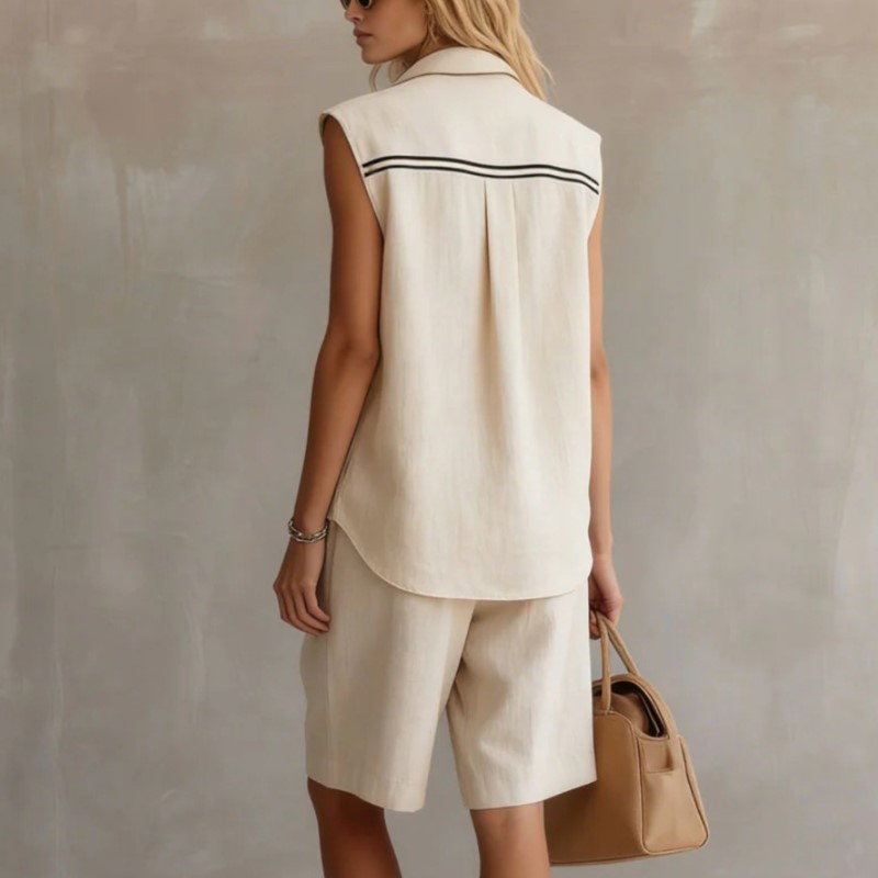 Summer Fashion Solid Linen Ble - Shirt Camp Collar avaliação e preço