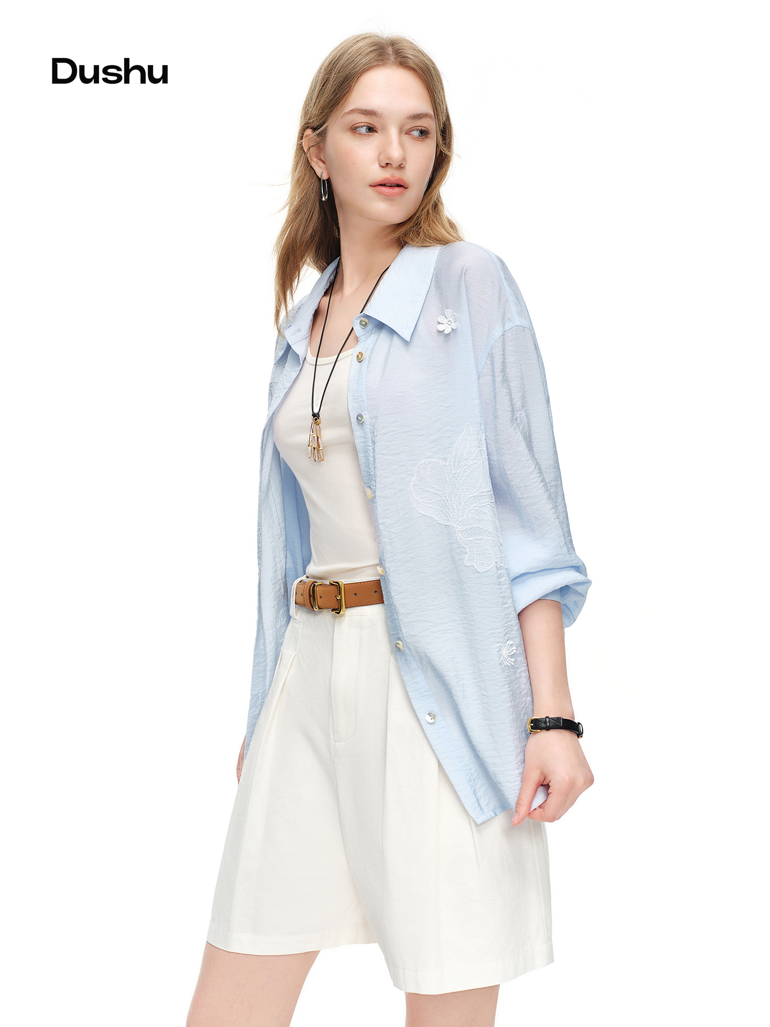 DUSHU 2026 Summer Women's Ligh - Resort Shirt Floral avaliação e preço