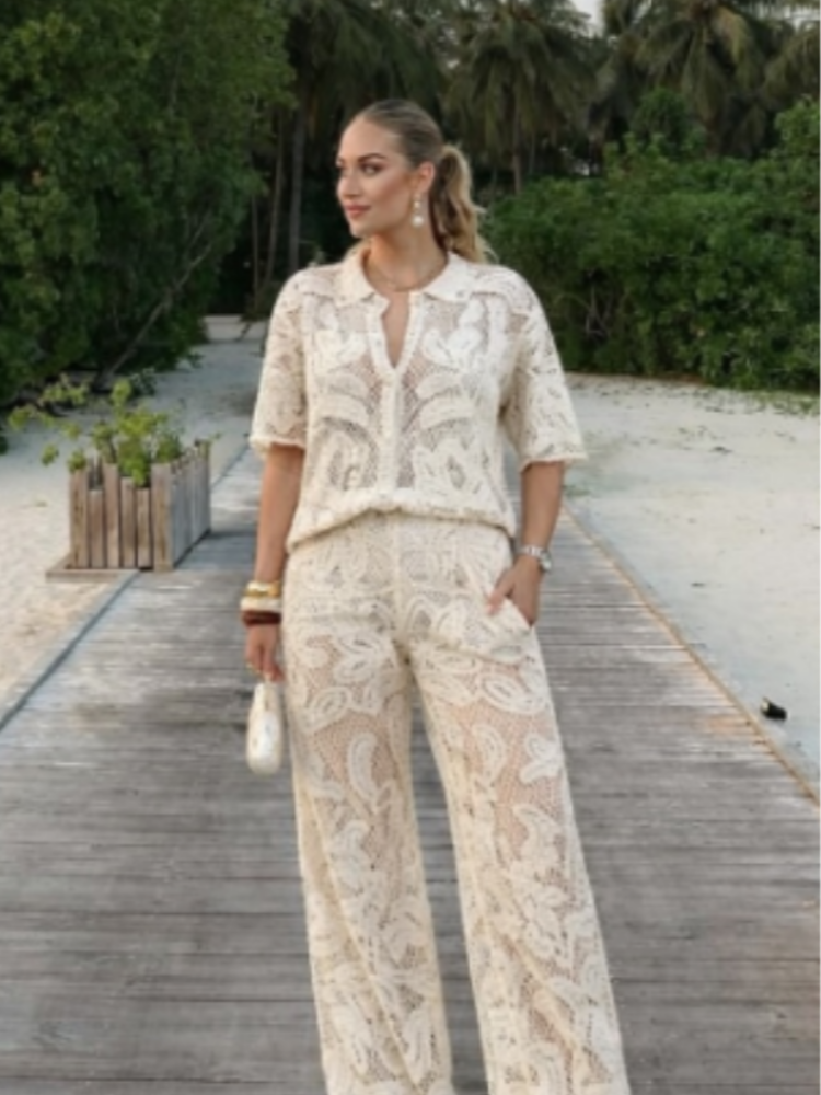 Women's Stylish 2 Piece Set Cr - Resort Shirt Floral avaliação e preço