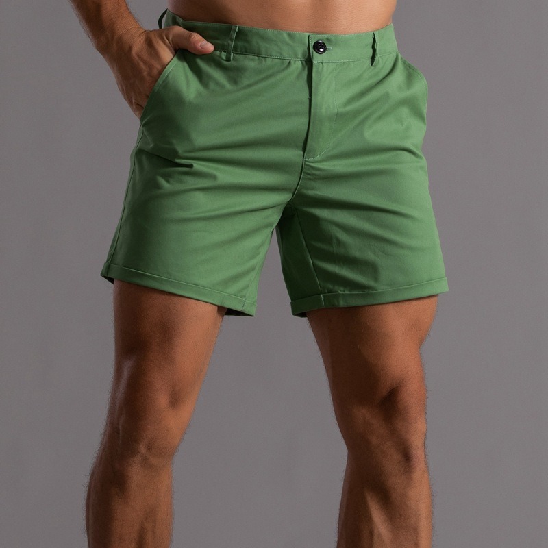 Men Slim Fit Chino Shorts Roll - Shorts Chino Slim avaliação e preço