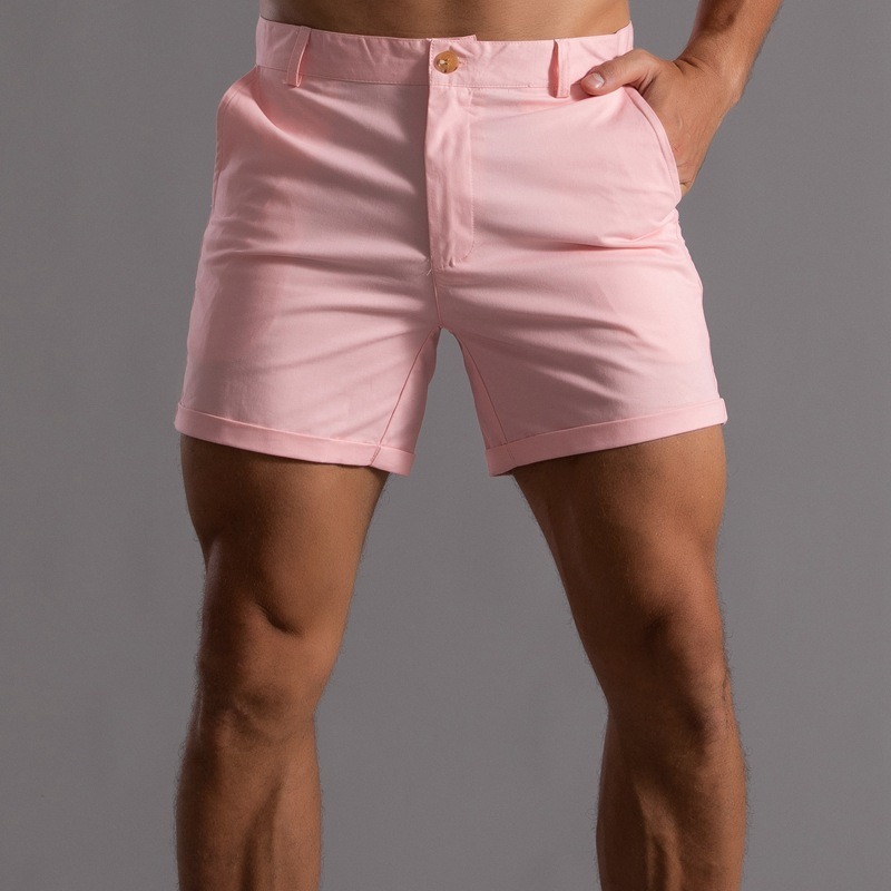 Men Slim Fit Chino Shorts Roll - Shorts Chino Slim avaliação e preço