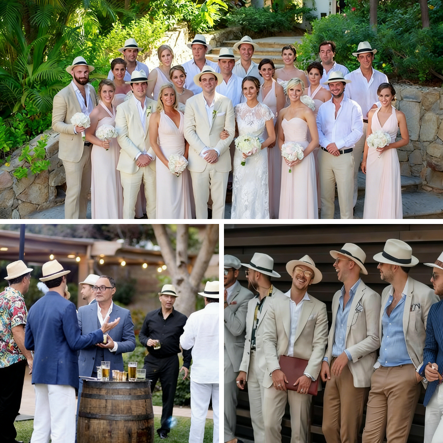 6-48PACK Wedding Straw Fedora  - Bucket Hat Straw avaliação e preço