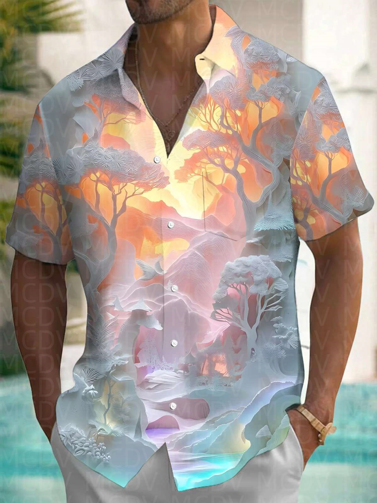 Trump Pattern Men's Hawaiian S - Shirt Camp Collar avaliação e preço