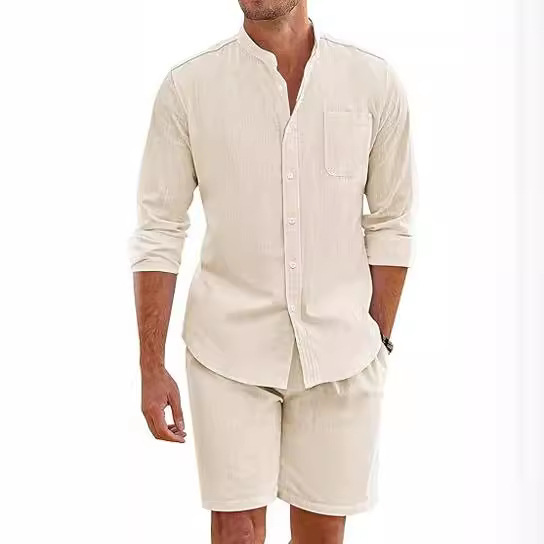 Simple Casual Men's Cotton Lin - Linen Shirt Breathable avaliação e preço