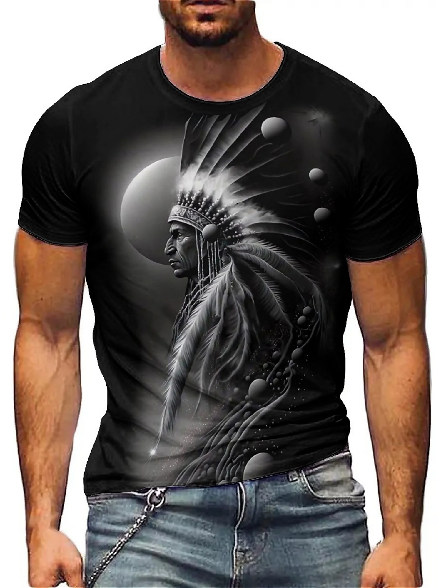Men's 3D Printed Tribal Chieft - Tee Graphic Print avaliação e preço