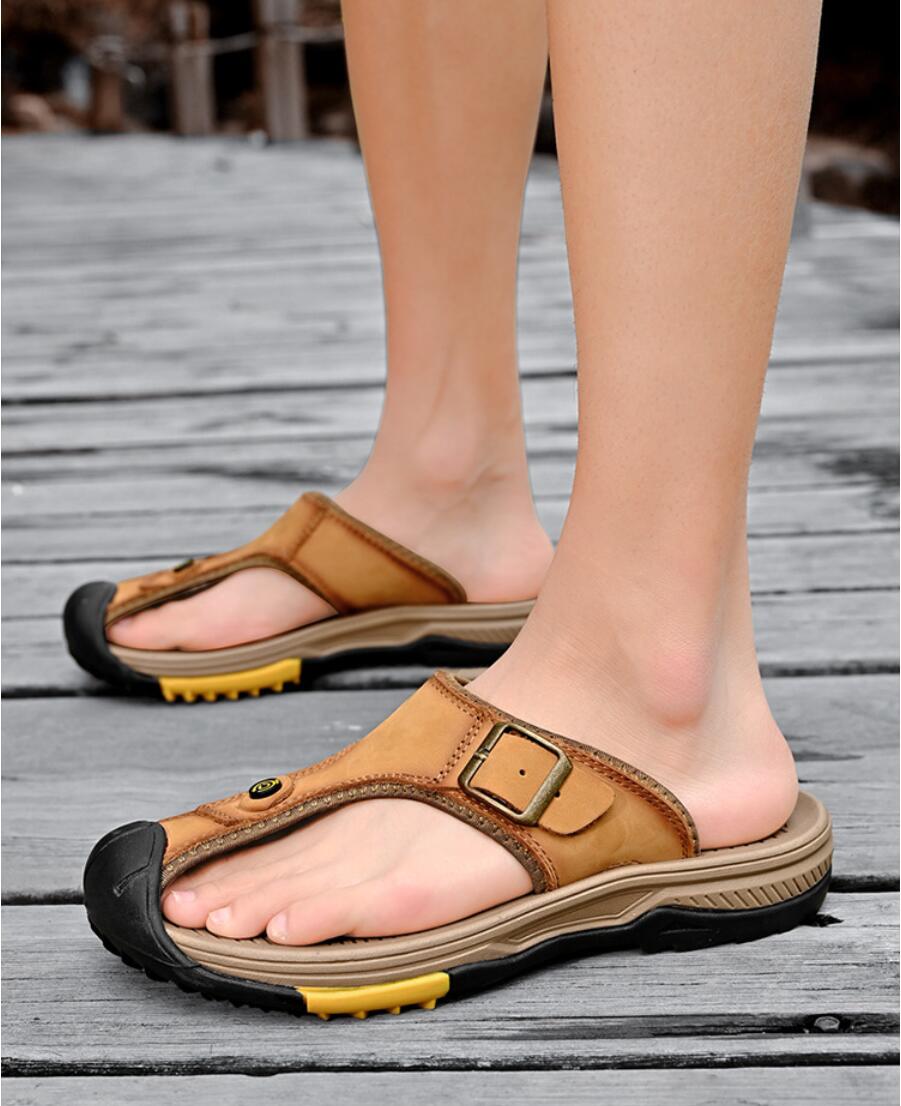 Genuine Leather Sandals Men Br - Flip Flop Leather Men avaliação e preço