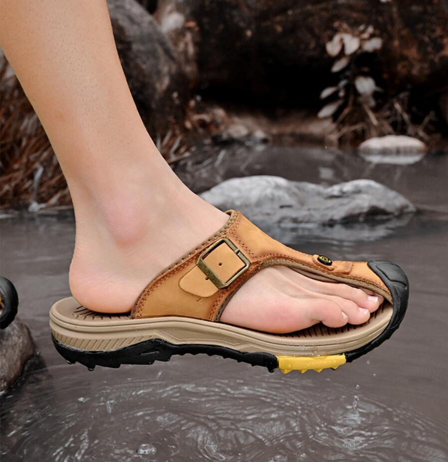 Genuine Leather Sandals Men Br - Flip Flop Leather Men avaliação e preço
