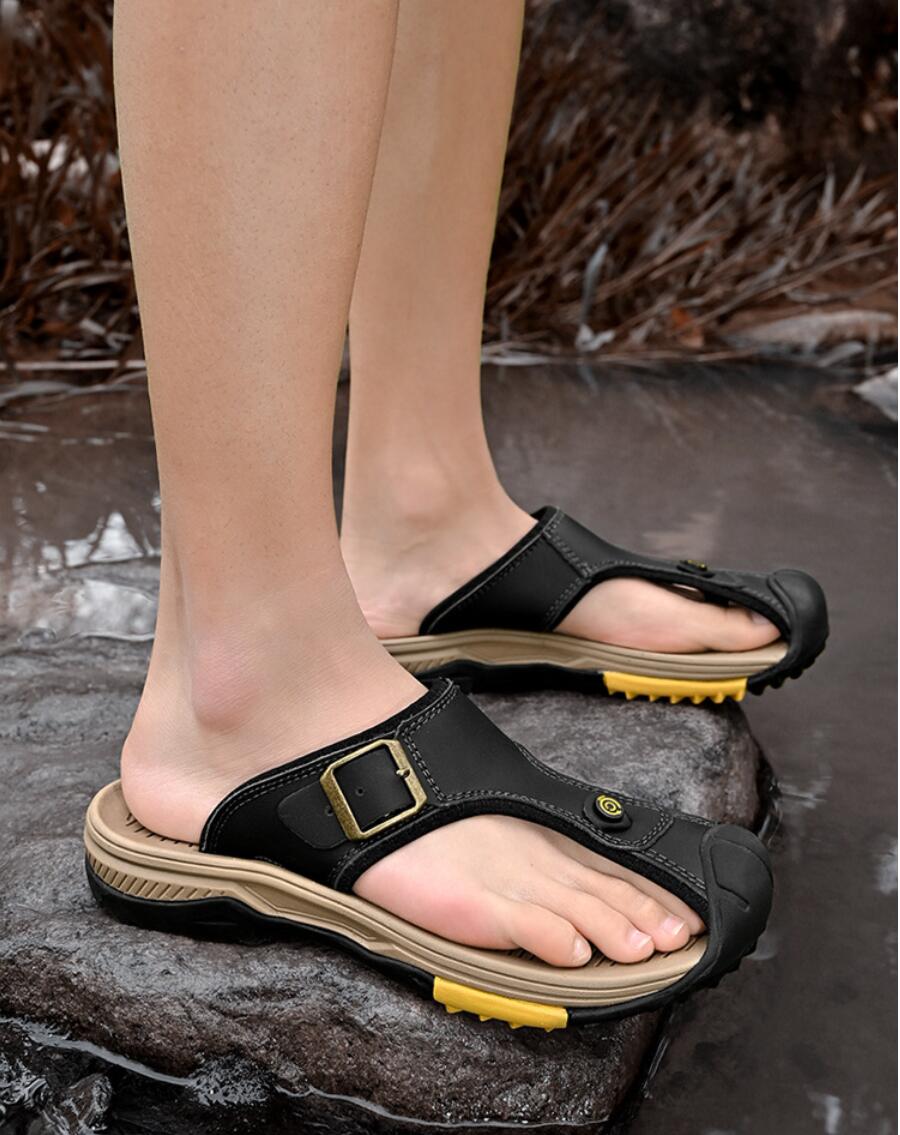Genuine Leather Sandals Men Br - Flip Flop Leather Men avaliação e preço