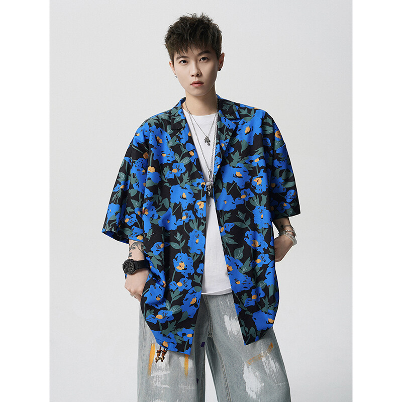 Summer Vintage Floral Print Lo - Resort Shirt Floral avaliação e preço