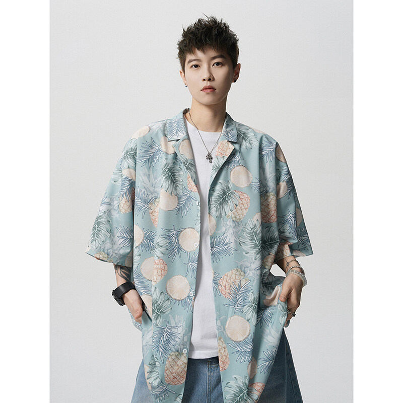 Summer Vintage Floral Print Lo - Resort Shirt Floral avaliação e preço