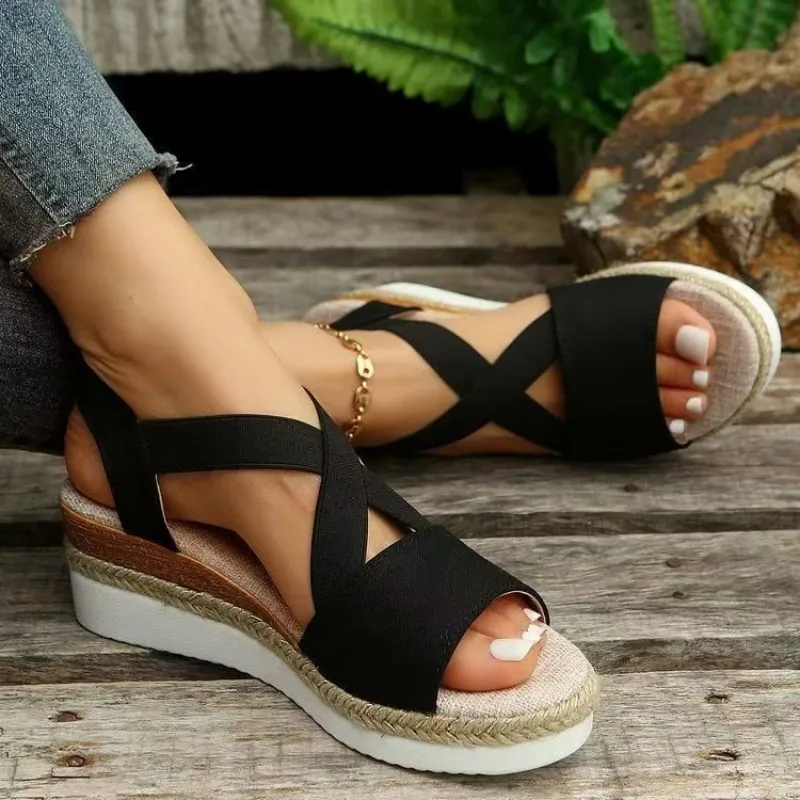 Women's Platform Wedge Sandals - Espadrille Slip On avaliação e preço