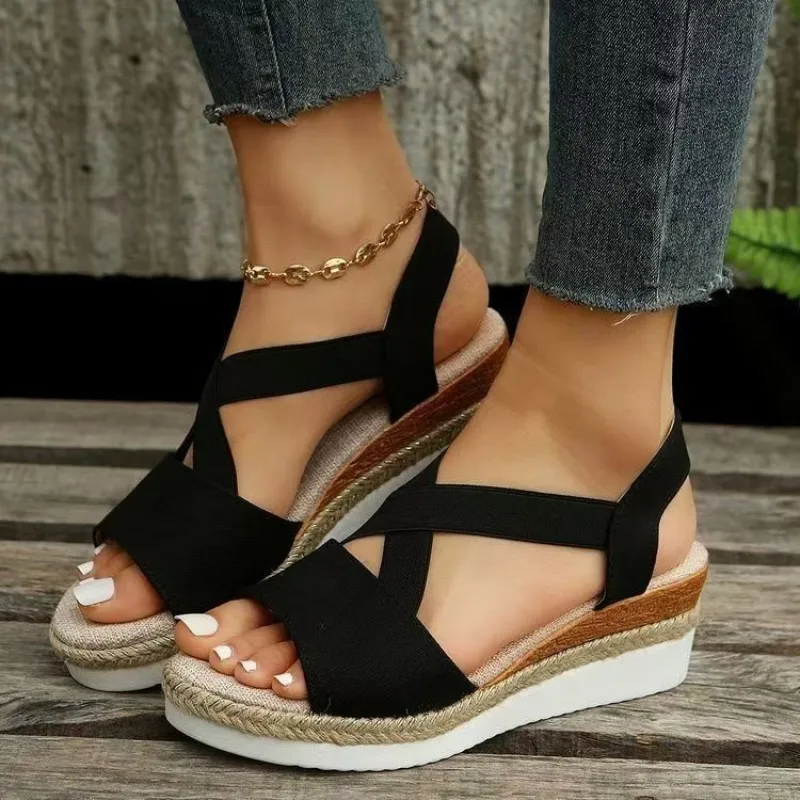 Women's Platform Wedge Sandals - Espadrille Slip On avaliação e preço