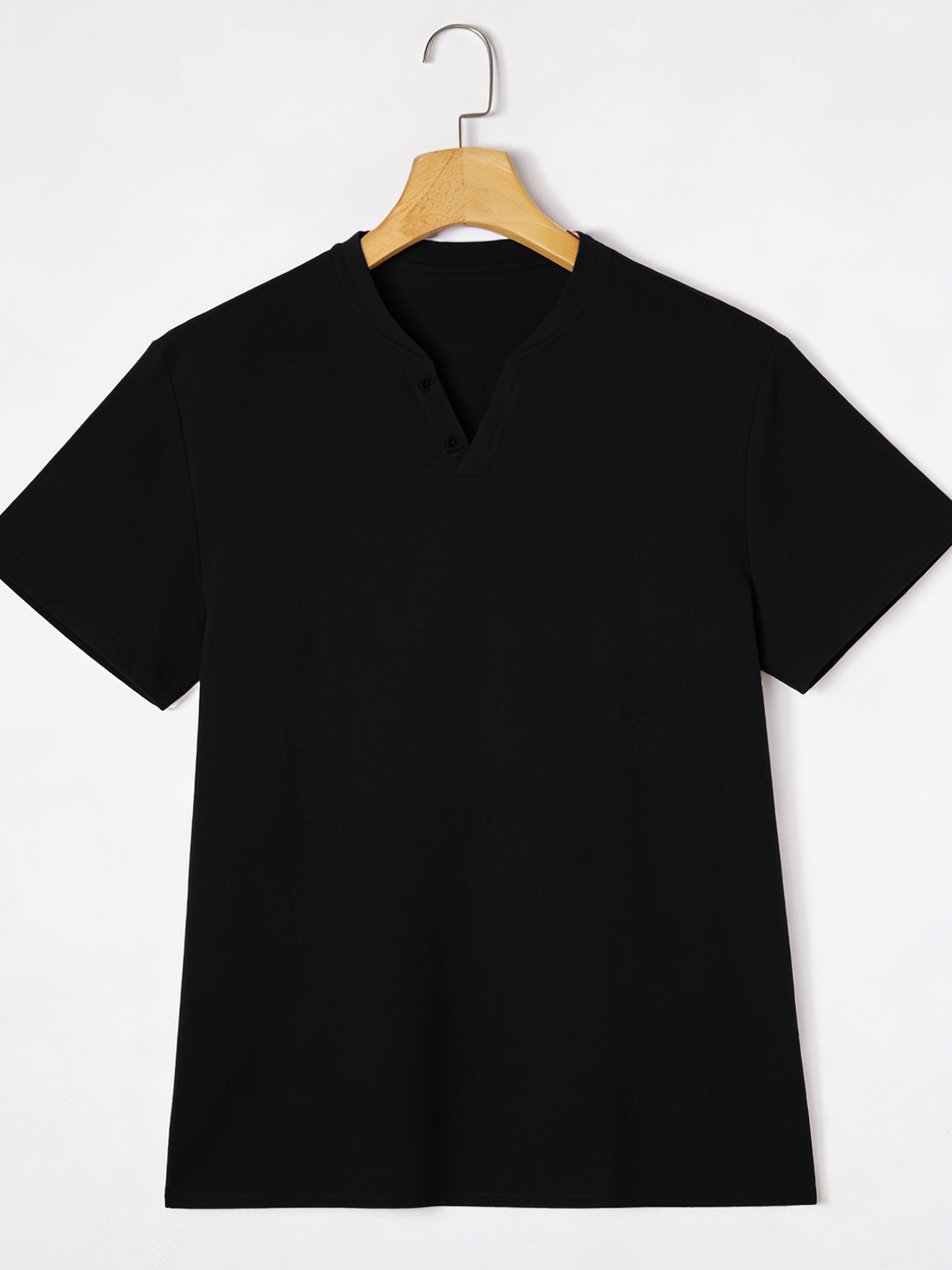 Elegant Black Henley Short-Sle - Linen Shirt Breathable avaliação e preço