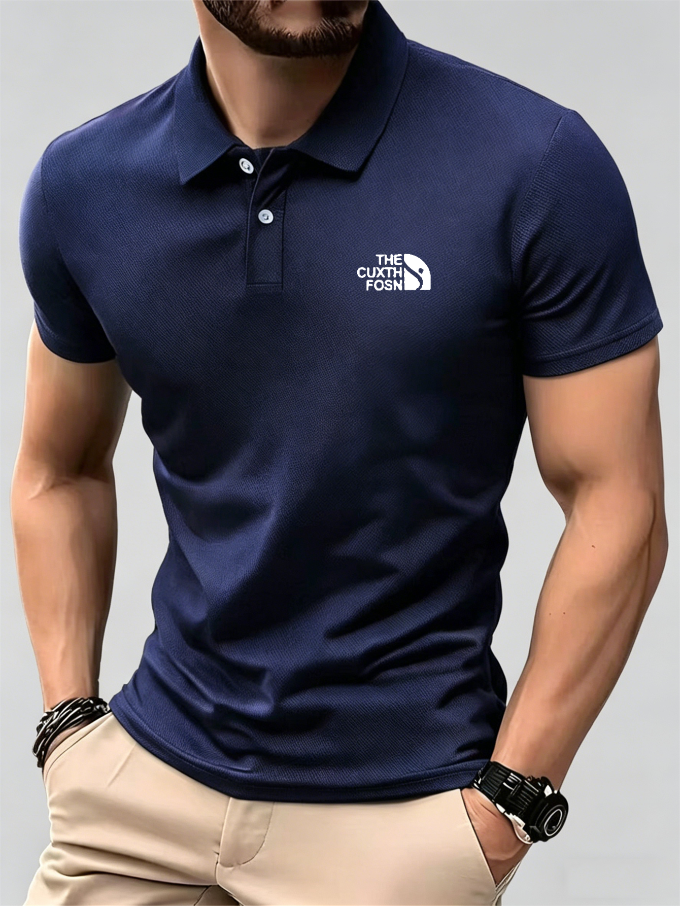 Men's Navy Blue 100% Polyester - Polo Shirt Pique avaliação e preço