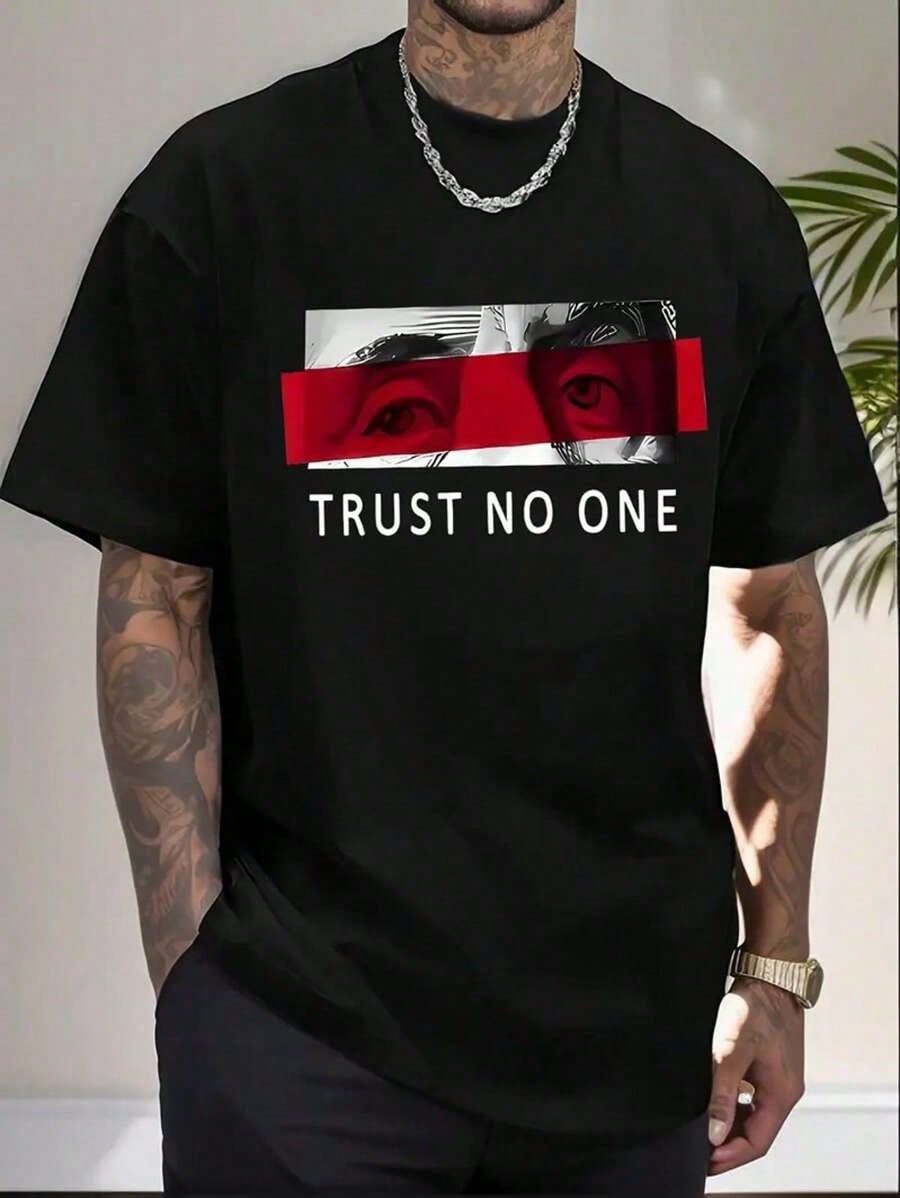 Black Cotton Graphic Tee with  - Tee Graphic Print avaliação e preço