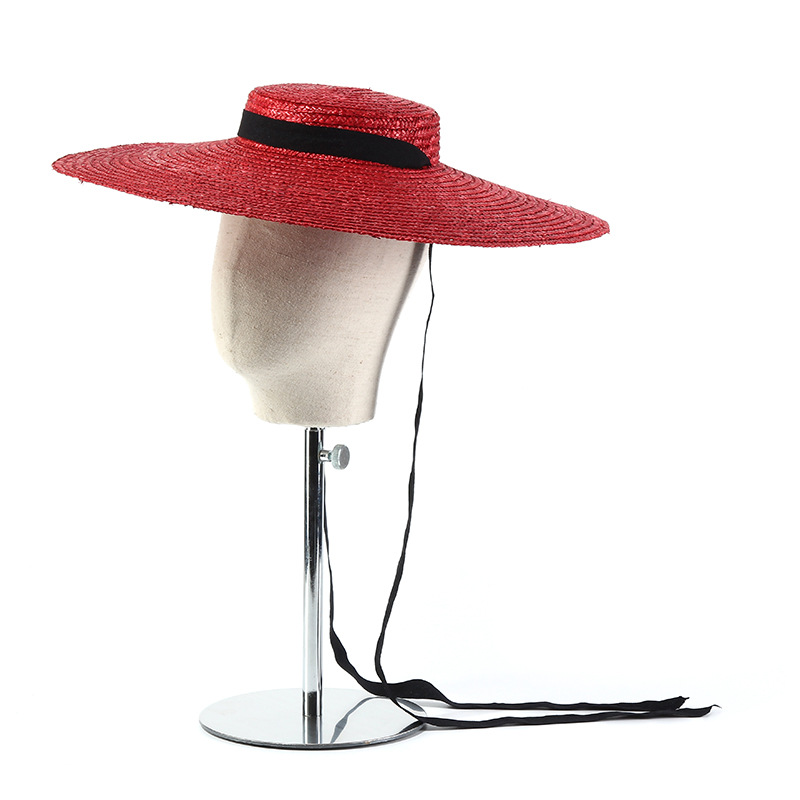15cm Wide Brim Straw Hat Flat  - Bucket Hat Straw avaliação e preço