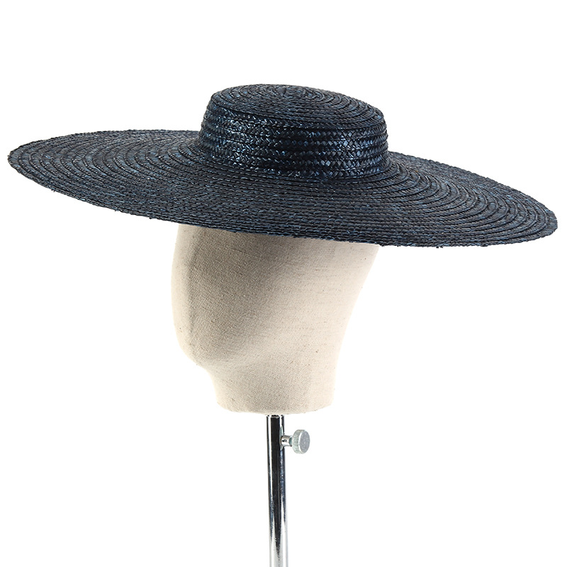 15cm Wide Brim Straw Hat Flat  - Bucket Hat Straw avaliação e preço