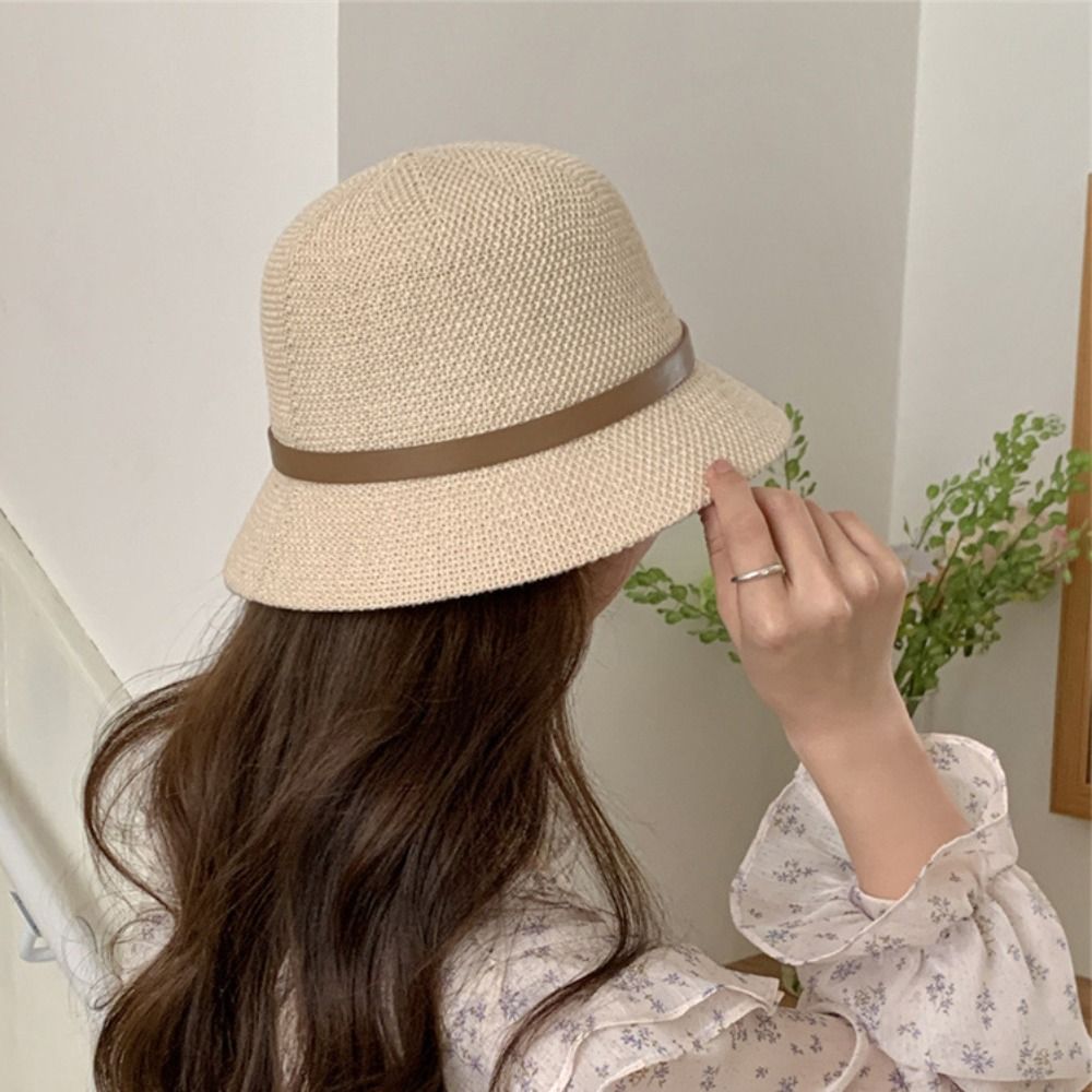 Korean PU Leather Belt Women S - Bucket Hat Straw avaliação e preço