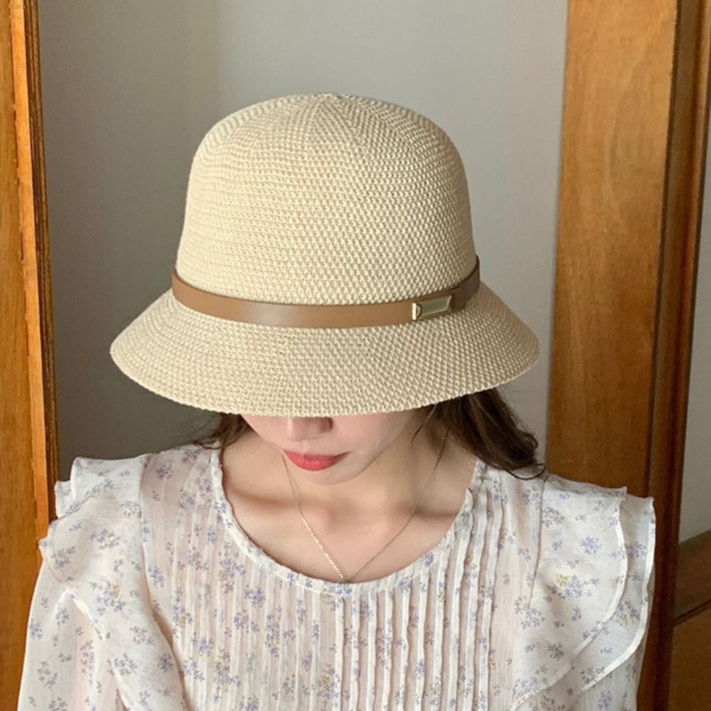 Korean PU Leather Belt Women S - Bucket Hat Straw avaliação e preço