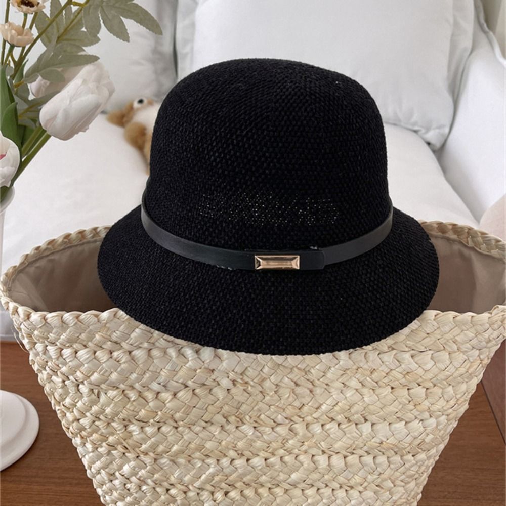 Korean PU Leather Belt Women S - Bucket Hat Straw avaliação e preço