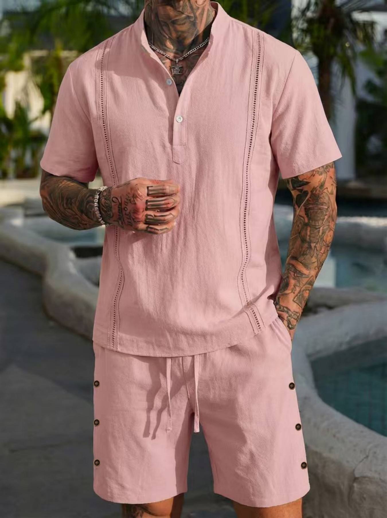 2026 men's summer beach casual - Short Linen Drawstring avaliação e preço