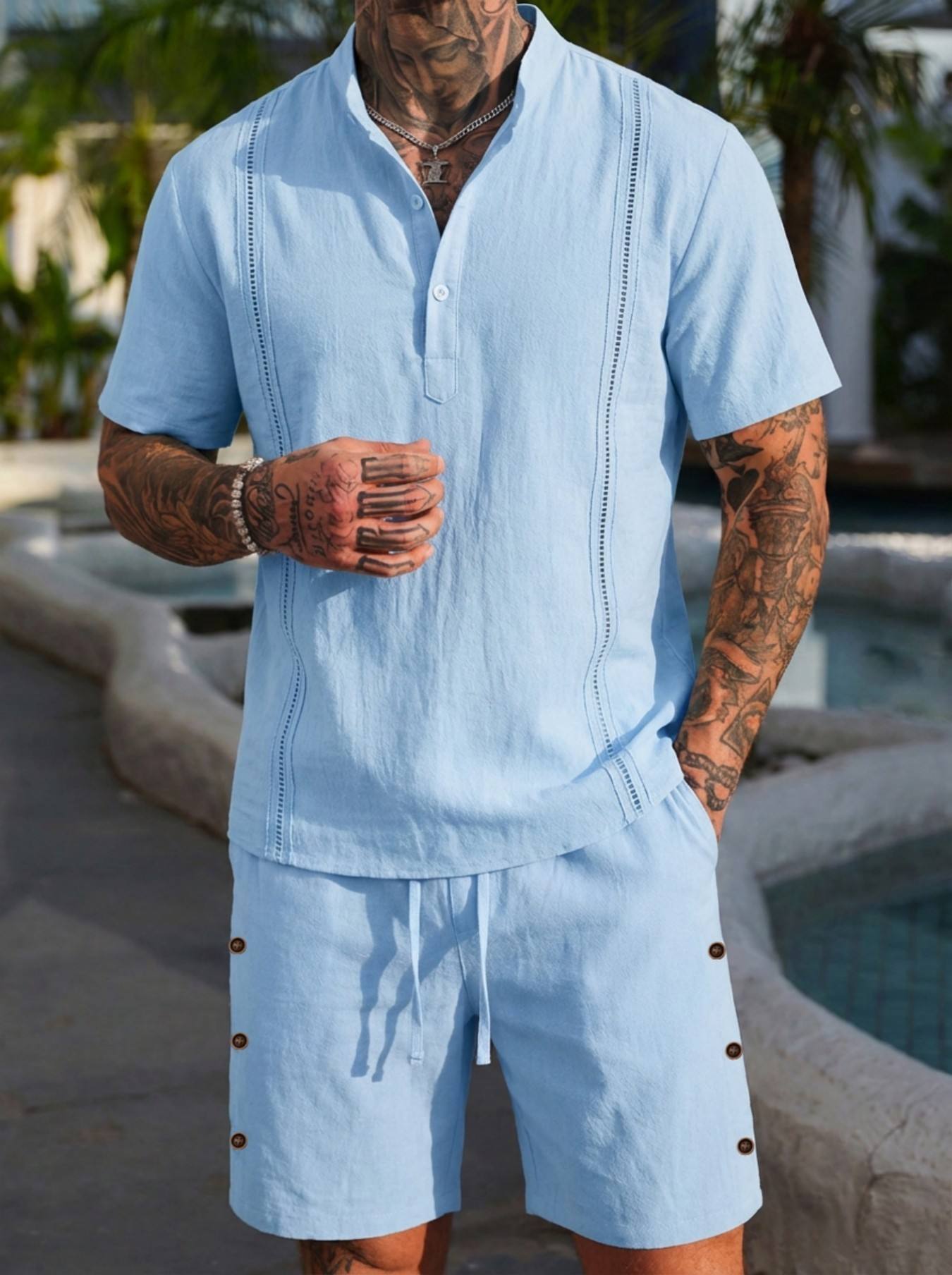 2026 men's summer beach casual - Short Linen Drawstring avaliação e preço