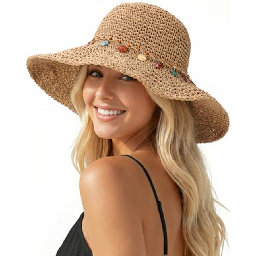 Beach Sun Hats for Women, Stra - Packable Hat Nylon avaliação e preço